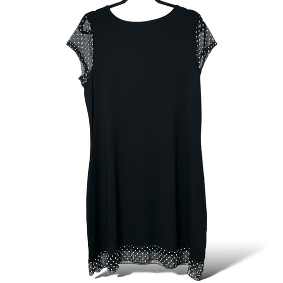 TRICOTTO Viscose Blend Black Popover Dress Mesh Trim w/ Polka Dots US Sz XL - Picture 3 of 9